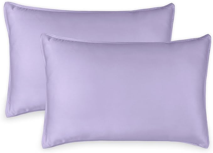 King Pillowcases by Pure Bamboo, Genuine 100% Organic Viscose Derived from Bamboo, Luxuriously Soft & Cooling, Double Stitching, Envelope Closure (2 King Pillowcases, Lavender)