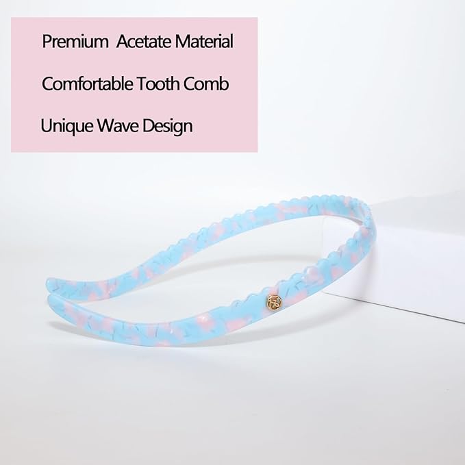 2 Pack Headbands Designed for Eyewear,Flex No Pressure,Non Slip Fashion Thin Hairbands for Womens Sisters Girls Gifts-White,Powder Blue