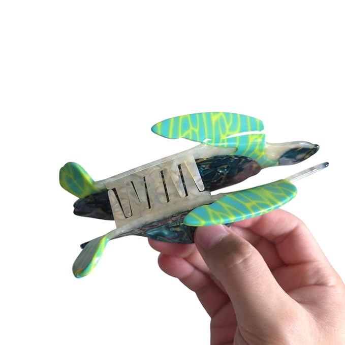 Novelty Green Sea Turtle Hair Clip,Acetate Hair Claw,Big Hair Clips for Women