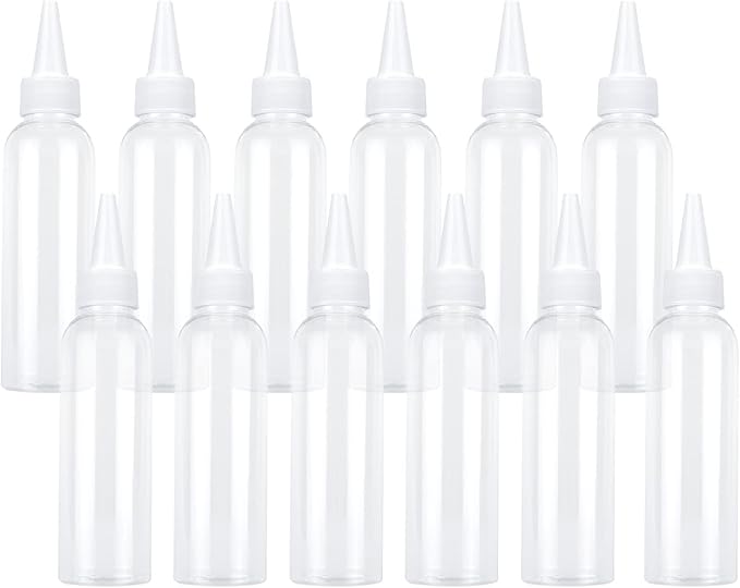 TRENDBOX 4oz / 120ml Plastic Bottle Pointed Mouth Top Cap for Essential Oils, Liquid - 12 Pack