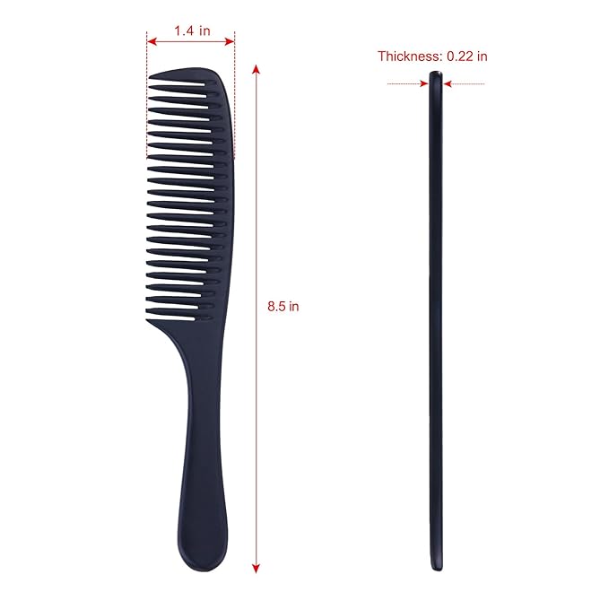 PERFEHAIR Wide Tooth Detangling Comb for Women - Large, Thick, Durable Bakelite Anti-static Hair Comb for Straight, Wet, Short, Thin Fine Hair - Black, Professional Hair Detangler