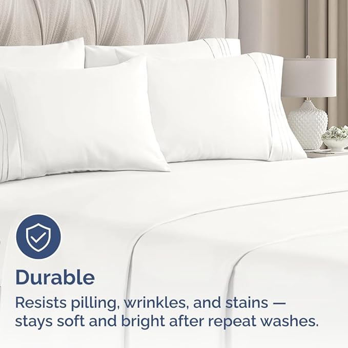 Queen Pillow Cases Set of 6 - Ultra Soft Hotel Quality Pillowcase Covers - Comfy & Wrinkle Free - Shrink, Stain and Fade Resistant - Machine Washable Pillow Protectors - 6 Piece Set - Antique White