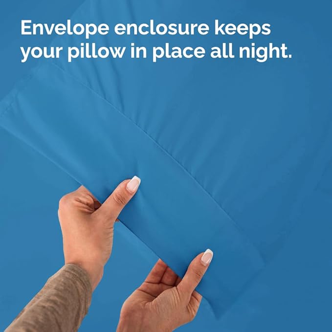 King Pillow Cases - 2 Pack - Super Soft Pillowcase Covers - Envelope Enclosure - Hotel Quality Pillow Protectors - Wrinkle Free, Shrink & Stain Resistant - Machine Washable - 20" x 40" (Denim Blue)
