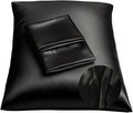 BLISSFORD Black Satin Pillowcase with Zipper for Hair and Skin Care, Feels Soft and Cool Like a Silk Pillowcase, Satin Pillow Cases 2 Pack, Slik Pillow Cover, Queen Size - 20x30