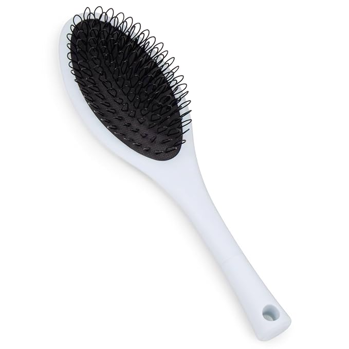 The Hair Shop Light Blue Loop Brush - Salon Professional Grade with Ergonomic Design - Safe Detangler Tool for 100% Remy Human and Synthetic Hair Extensions and Wigs (Light Blue)