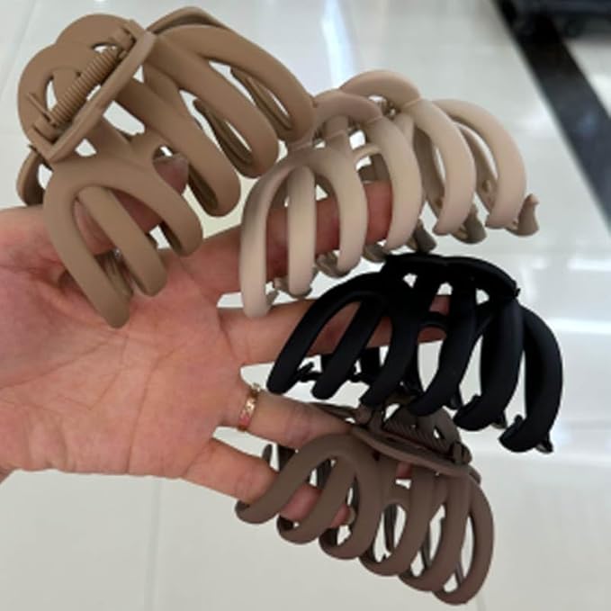 4 Pcs Octopus Claw Clips Octopus Hair Claw Clips for Women 3.8" Large Hair Claw Clip for Women Strong Grip Non-slip Jaw Clip for Thick,natural color