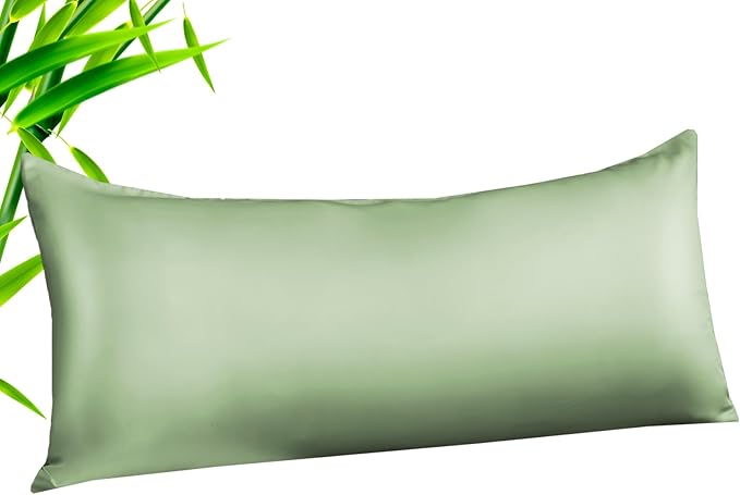 TELUS Body Cooling Pillow Case Cover, Bamboo Rayon & Lyocell Pillowcase with Zipper Closure, Breathable Pillow Case for Hot Sleepers and Night Sweats, 20x54 inches, Sage Green