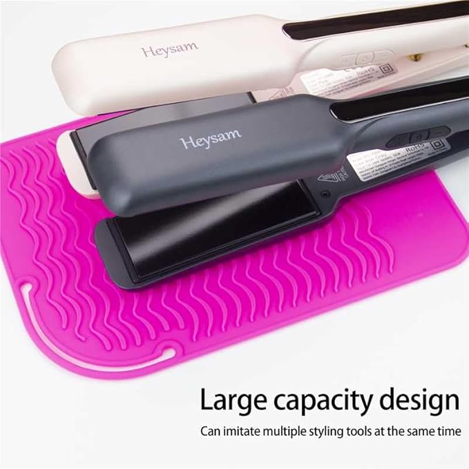 Heysam Hair Styling Tools Travel Storage Pad and Heat Resistant Mat for Curling Iron, Food Grade Silicone Trivets: Professional Heat Insulation/Anti-Slip, 450°F Protection, Size (9"x6.5")-Green