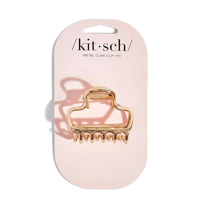 Kitsch Open Shape Metal Hair Clips for Women - Durable & Elegant Metal Claw Clips | Strong Hold for Updo and Half Up Styles | Ideal Gifts for Women - Gold, 1pc