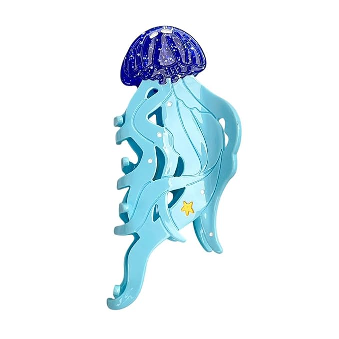 Cute Blue Jellyfish Hair Clip,Funny Acetate Claw Clips for Women