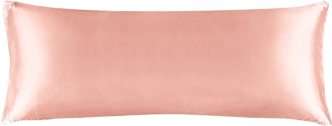BEDELITE Satin Body Pillow Cover, Super Soft and Cooling Body Pillow Pillowcase for Hair and Skin, Breathable Silky Full Long Pillowcase Cover(20"x54", Coral)