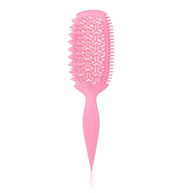 Curl Defining Brush, Vented Curly Hair Brush for Effortlessly Detangling Shaping and Styling, Candy Brush for Wet or Dry Hair Types for Women and Girl, Defining with Side Gear, Reduces Frizz (Pink)