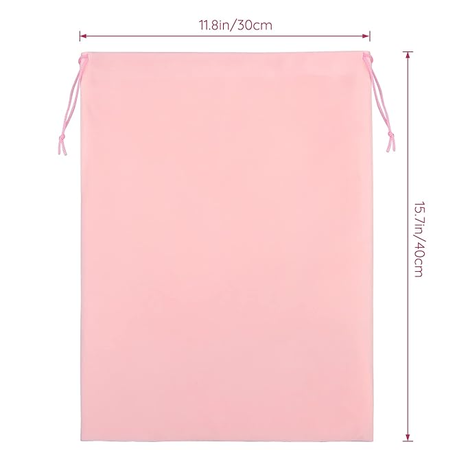 Segbeauty Diffuser Hair Dryer Bag, 3pcs 15.7x11.8in Velvet Satin Bags with Drawstring, Light Pink Velvet Bag 40x30cm for Comb Attachment, Travel Organizer for Clothes, Drawstring Pouch Storage