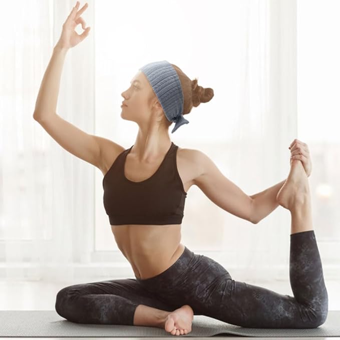 DRESHOW 6 PCS Adjustable Headbands for Women Knotted Headbands Elastic Non-Slip Fashion Hair Bands for Workout Sports Running Yoga
