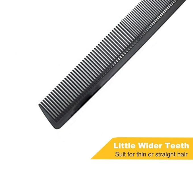Avenoir Carbon Fiber Cutting Comb - Professional 8.3" Anti-Static Heat Resistant Fine and Wide Tooth Comb for All Hair Types, 2 Pack