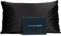 Fishers Finery 19mm 100% Pure Mulberry Silk Pillowcase, Quality Tested (Black, Q)