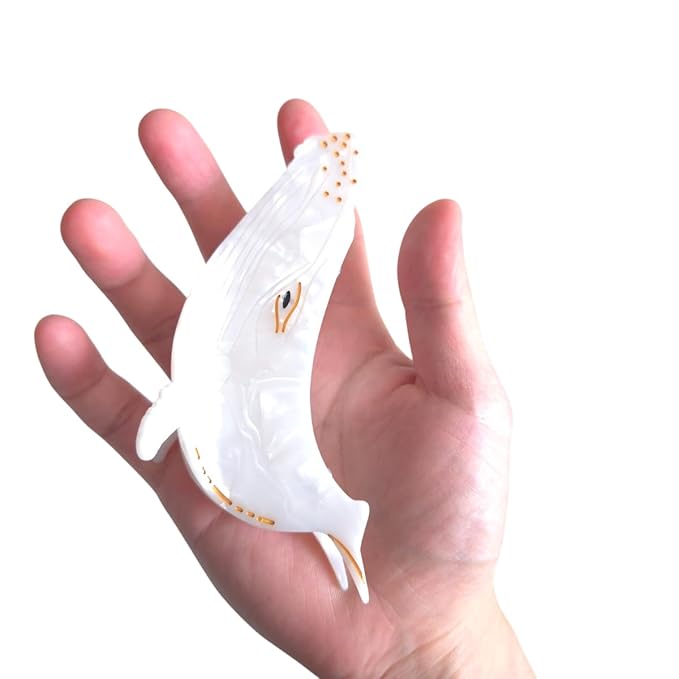 Novelty White Whale Hair Clips,Cute Acetate Hair Clip,Big Claw Clips for Women