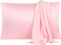 uxcell 2 Pack Silk Satin Pillowcase for Hair and Skin, Cool, Silky, Soft Breathable Pillow Cases Travel Size 14x20 Inch Sateen Pillowcase Pink with Envelope Closure