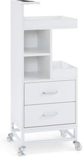 BarberPub Salon Storage Rolling Trolley Cart, Barber Mobile Station for Hair Stylist with Lockable Wheels & Tool Holders, Beauty 6 Tier Utility Organizer for Spa Supplies 2496 (White)