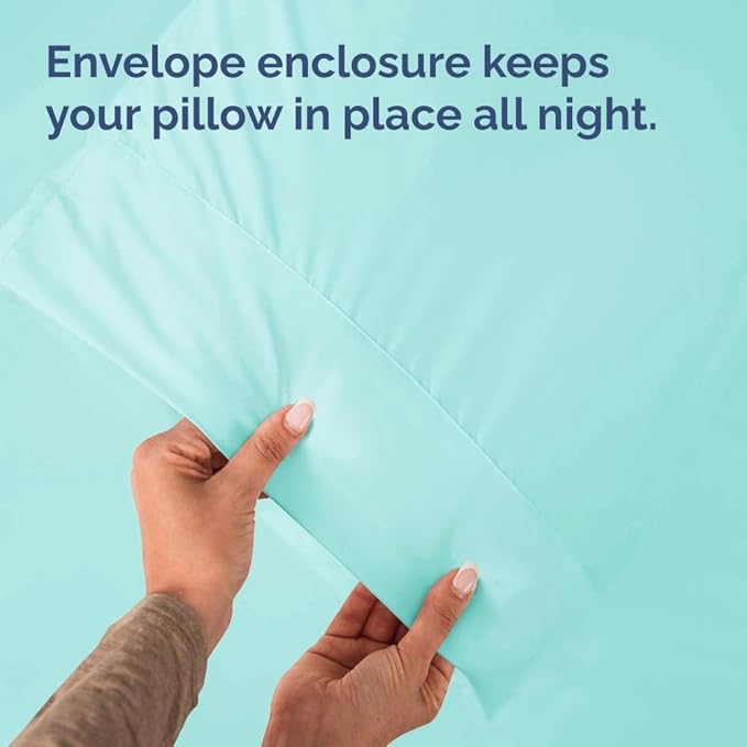 Queen Pillow Cases - 2 Pack - Super Soft Pillowcase Covers - Envelope Enclosure - Hotel Quality Pillow Protectors - Wrinkle Free, Shrink and Stain Resistant - Machine Washable - 20" x 30" (Spa Blue)