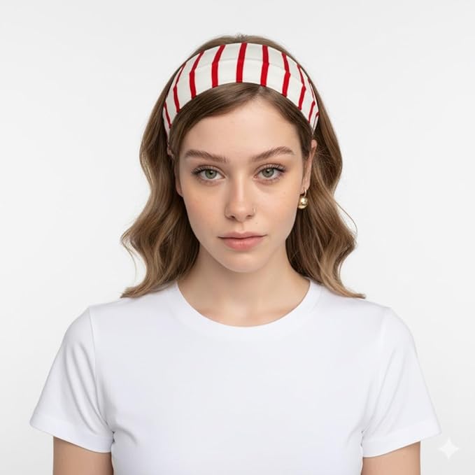 4PACK Striped Headband For Women Elastic Stretchy Wide Hairbands For Yoga Hair Wraps
