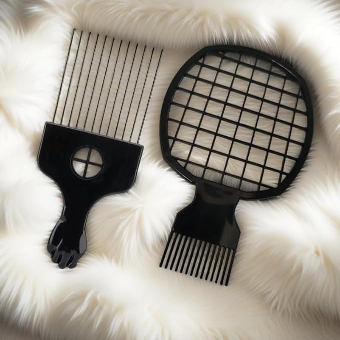 Upgraded Hair Twist Comb Hair Sponge Brush and Metal Afro Hair Pick Comb Set for Black Men Women Curls, 2 In 1 Afro Hair Coil Pick Combs Curl Brush (2 Pcs)