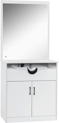 BarberPub Backwash Shampoo Bowl Sink Chair Station with Mirror Salon Styling Cabinet Spa Equipment 3130 (White)