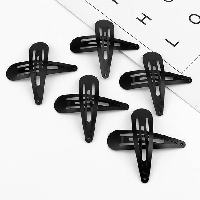 25 Pieces 2.8 Inch Large Snap Hair Clips No Slip Metal Clips Hair Barrettes for Women Hair Pins Hair Accessories Salon Supplies (Black)