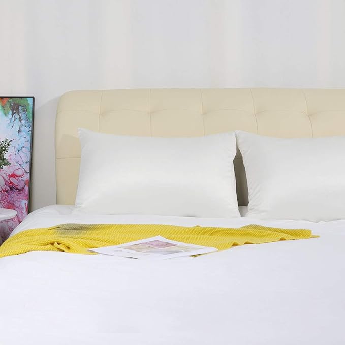 uxcell 2 Pack Silk Satin Pillowcase for Hair and Skin, Cool, Silky, Soft Breathable Pillow Cases Queen Size 20x30 Inch Sateen Pillowcase Snow White with Envelope Closure