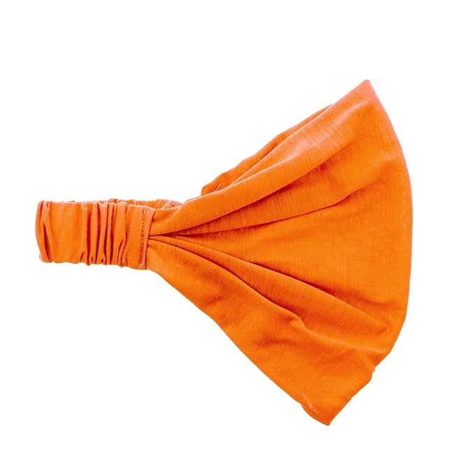 Motique Accessories Orange Wide Cotton Head Band Solid Boho Yoga Style Soft Hairband for Women