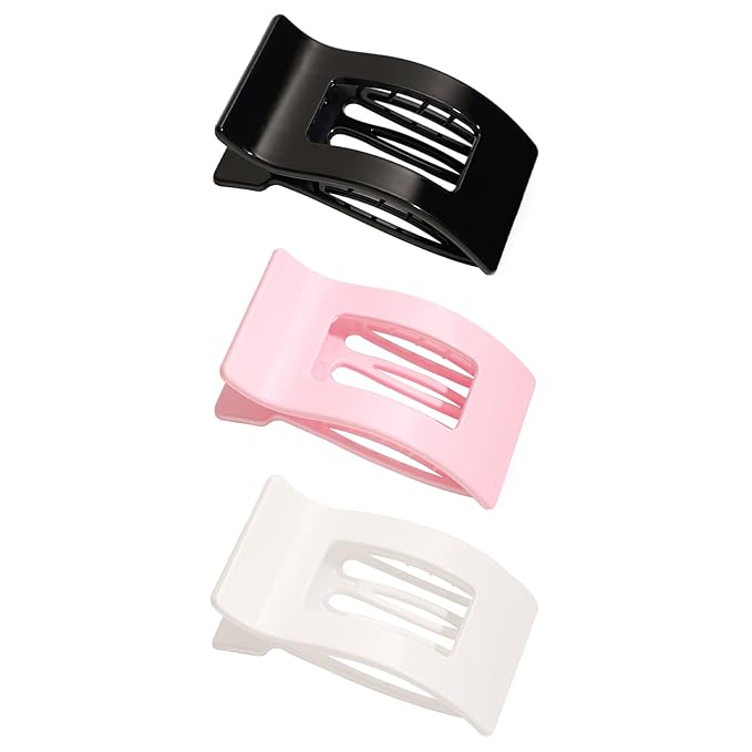 3-Pack Large Flat Hair Clips for Women, Lay Flat Claw Clips for Thick Thin Hair, Strong Hold Non-Slip Duckbill Hair Claws for Everyday, Updos, and Special Occasions (A-Mix Colors)