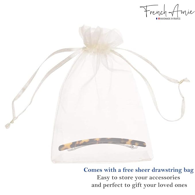 French Amie Long and Thin Large 4" Celluloid Automatic Handmade Hair Clip for Girls Strong Hold No Slip Grip Hair Claw Clips for Women, Made in France (Tokyo)