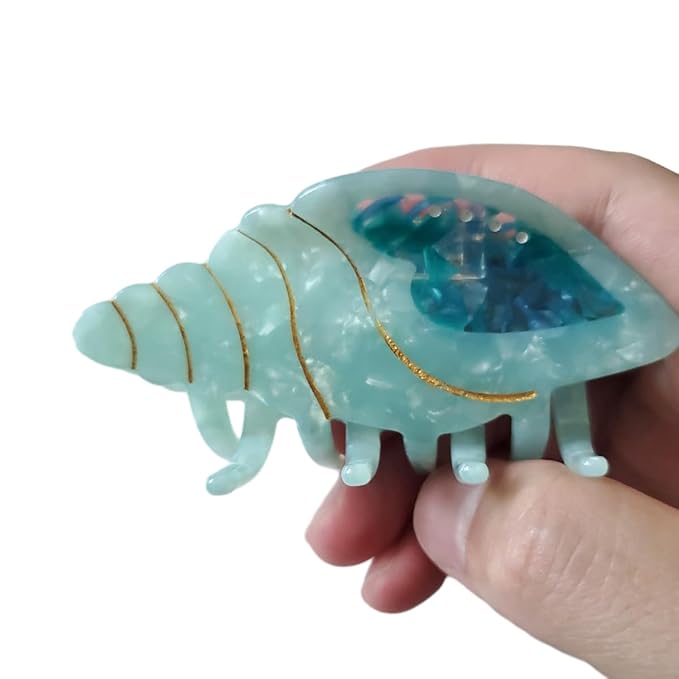 Spiral Conch Claw Clip,Acetate Hair Clips,Small Claw Clips for Women,Green