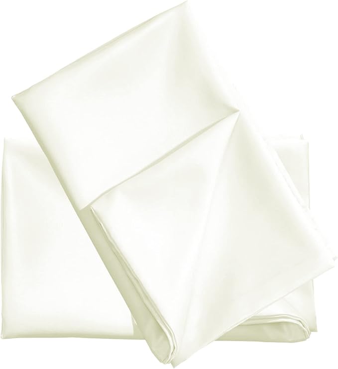 uxcell 2 Pack Silk Satin Pillowcase for Hair and Skin, Cool, Silky, Soft Breathable Pillow Cases Queen Size 20x30 Inch Sateen Pillowcase Pearl White with Envelope Closure