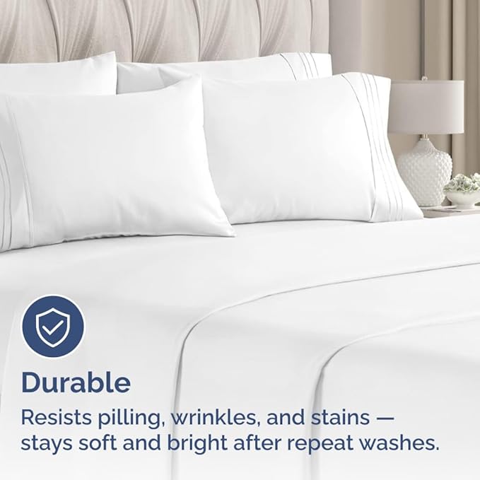 King Pillow Cases Set of 8 - Ultra Soft Hotel Quality Pillowcase Covers - Comfy & Wrinkle Free - Shrink, Stain and Fade Resistant - Easy-Care, Machine Washable Pillow Protectors - 8 Piece Set - White