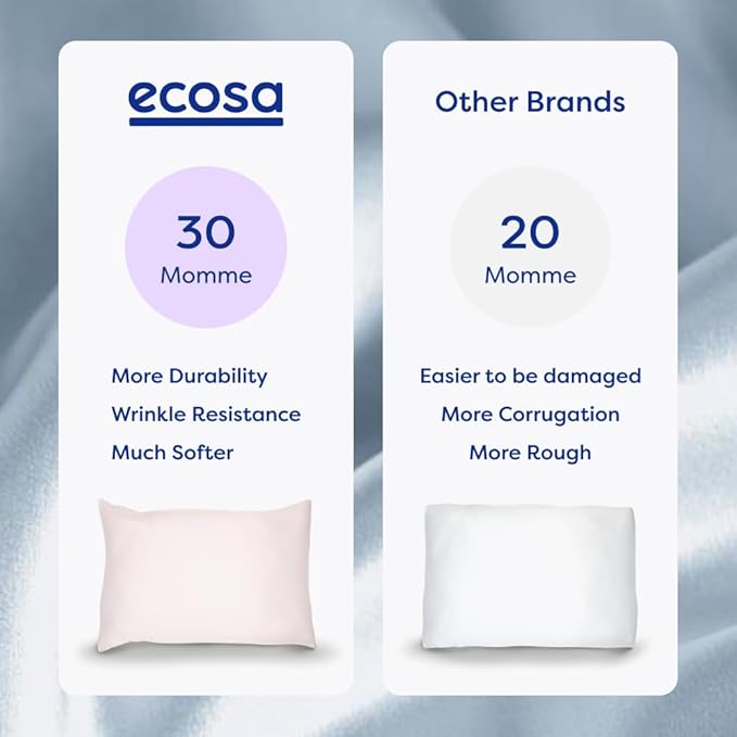 ECOSA Luxurious 30 Momme 100% Mulberry Silk Pillowcase (50x70cm) – 6A Grade Charmeuse Weave, Oeko-TEX® Certified – Frizz-Free Hair & Wrinkle-Free Skin (Charcoal)