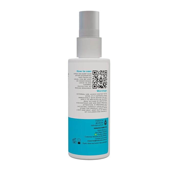 Hidratei Brazilian Healthy Leave In Conditioner Anti-Frizz Spray | Vegan Hair Treatment for All Hair Types | 24+ Hour Protection from UV, Heat, & Frizz | Reduces Breakage 2.03 Oz