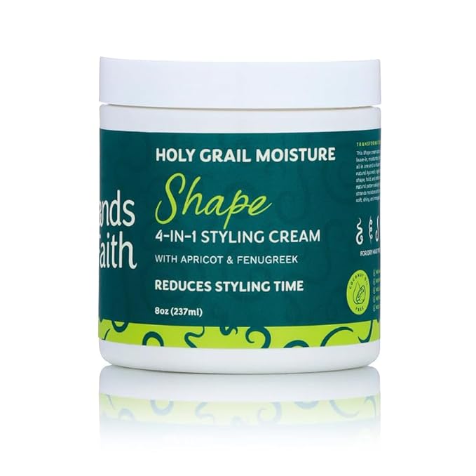 Strands of Faith Shape 4-in-1 Styling Cream | Moisturizer, Leave-In, Styler & Oil | Promotes Growth & Length Retention | Defines Curls, Reduces Frizz & Adds Shine | Twist-Outs & Braid-Outs | 8oz