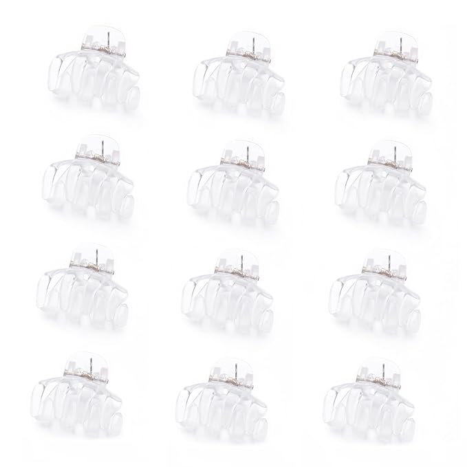 Cobahom 12 Pack Small Plastic 1.2 Inch No-Slip Mini Clips for Thin Hair Styling Accessories for Women and Girls (White)