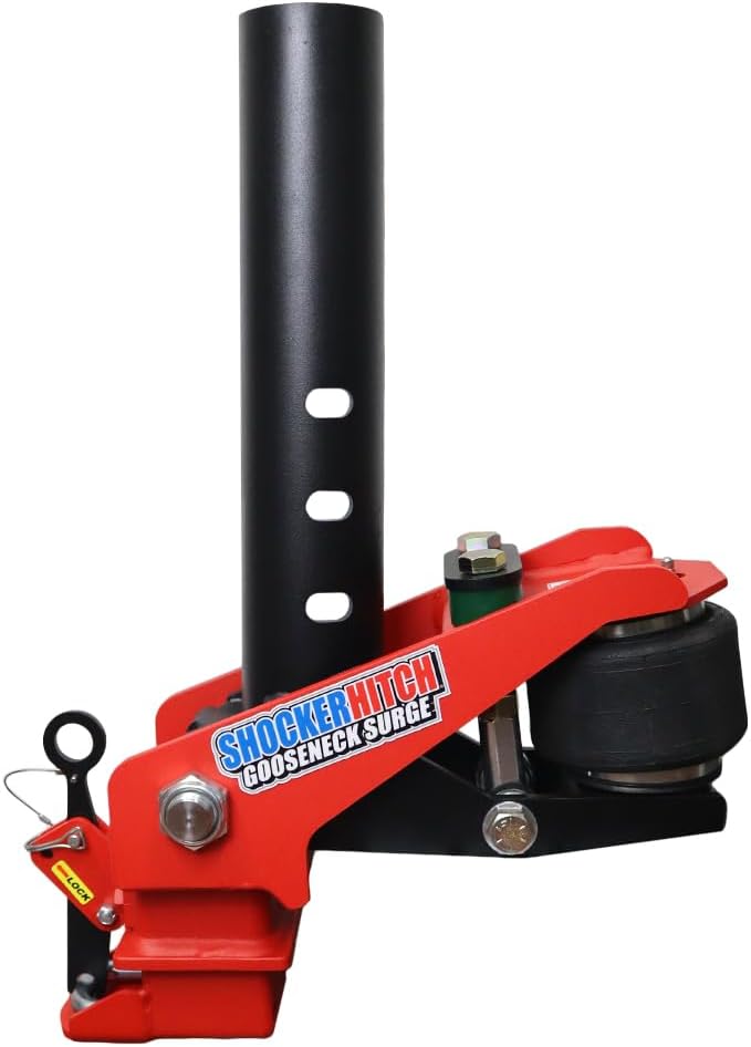 Shocker 30K Gooseneck Surge Air Hitch & Shift Lock Coupler for 2-5/16" Ball, 3-15/16" Round Angled Pin