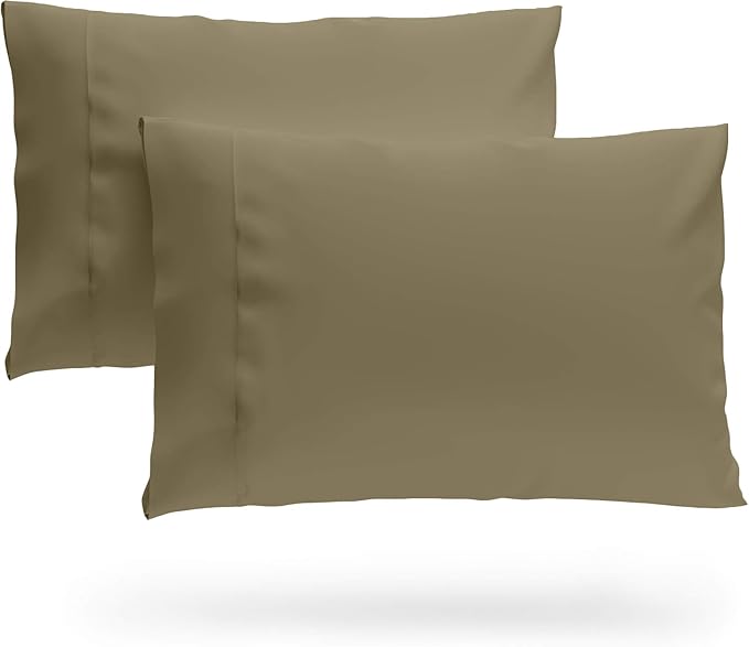 SKY BEDDINGS King Pillowcase Set of 2 - Soft Brushed Microfiber Pillow Cases with Envelope Clouser - Wrinkle-Free, Fade-Resistant Pillow Covers - 20 x 40 Inches, Taupe