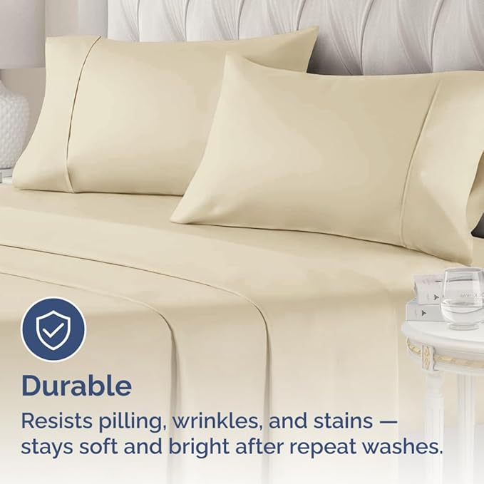 King Pillow Cases - 2 Pack - Super Soft Pillowcase Covers - Envelope Enclosure - Hotel Quality Pillow Protectors - Wrinkle Free, Fade, Shrink & Stain Resistant - Machine Washable - 20" x 40" (Cream)