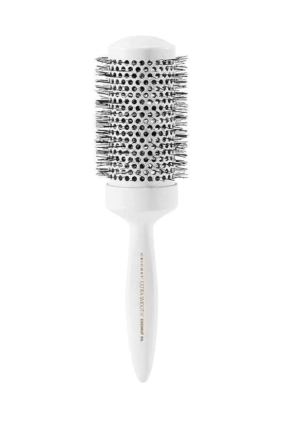 Cricket Ultra Smooth Coconut Thermal Hair Brush – 2” Ceramic Barrel, Coconut Oil and Keratin-Infused, Anti-Static Heat-Resistant Bristles, Textured Handle for Styling All Hair Types