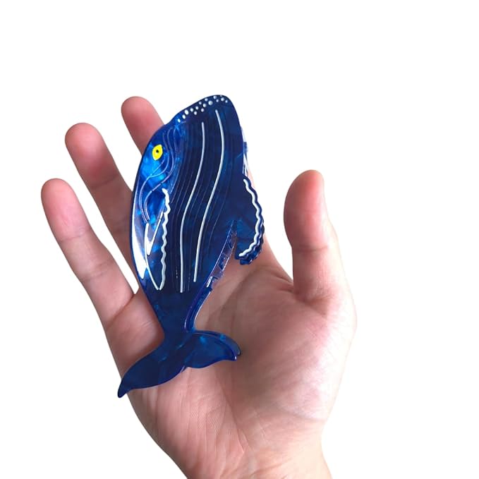 Novelty Blue Whale Hair Clips,Cute Acetate Hair Clip,Big Claw Clips for Women