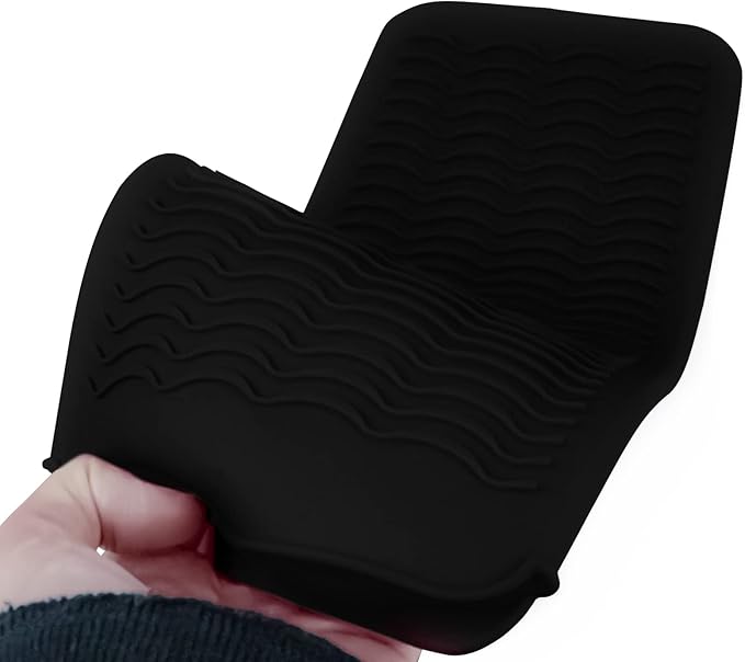 2PCS Silicone Heat Resistant Mat Pouch for Hair Straightener, Curling Iron, Flat Iron and Hot Hair Tools Black
