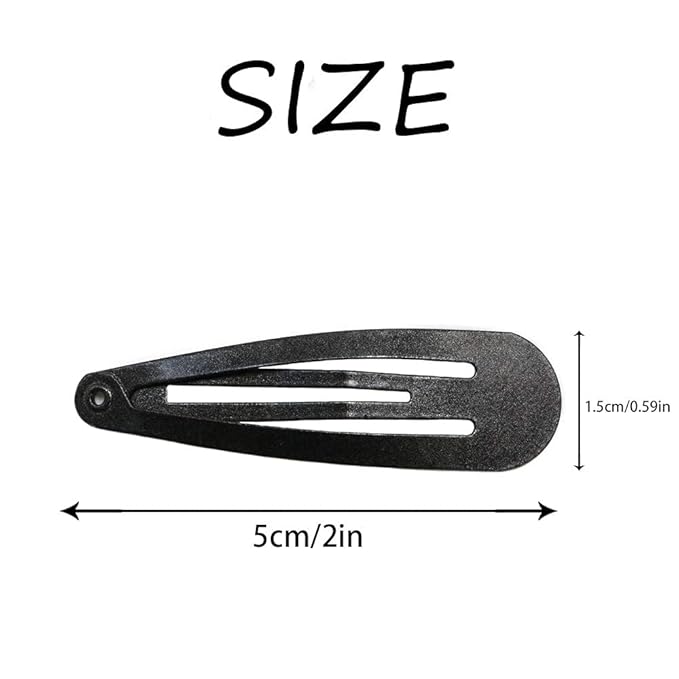 Dofash Snap Hair Clips Metal Grips 5CM/2IN Claw Clips for Thin Hair Basic Hair Accessories Hair Clips for Women (Black)