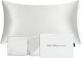 FluffCo 100% Pure Mulberry Silk Pillowcase - King Size | Luxurious Cooling Pillowcase for Hair & Skin Care | 22 Momme Natural Silk Body Pillowcase for Standard US Bedding (Silver)