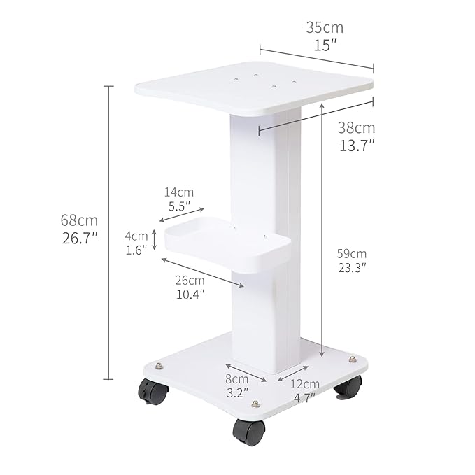 Salon Spa Trolley, Esthetician Cart with Wheels, Beauty Rolling Trolley Stand Instrument, Tray Rolling Cart with Storage Tray