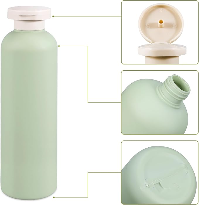 13.5oz Squeeze Bottles with Flip Cap, Refillable Plastic Travel Bottles for Creams, Lotion, Shampoo, Conditioner (2 Pcs)