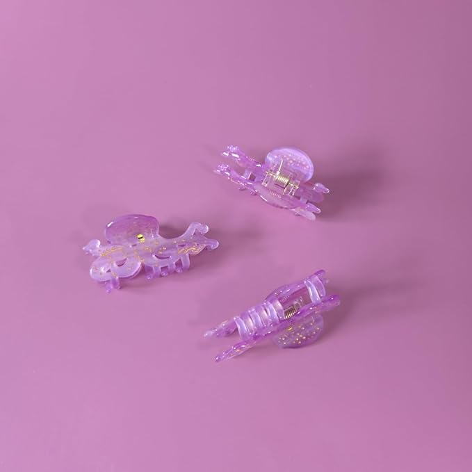 Cute Small Purple Octopus Hair Clips,Novelty Acetate Ocean Octopus Claw Clip